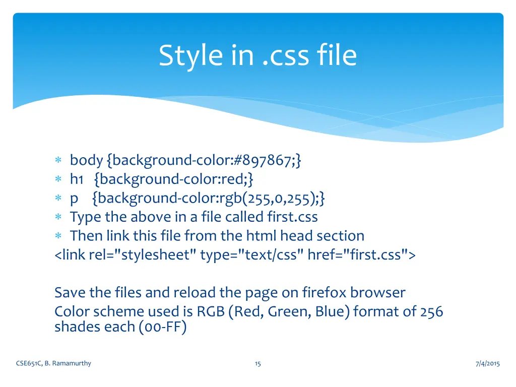 style in css file