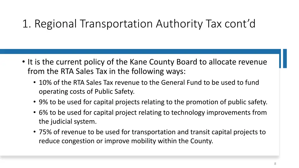 1 regional transportation authority tax cont d