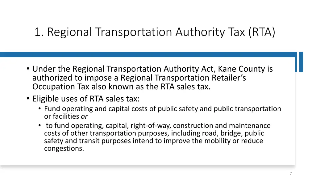 1 regional transportation authority tax rta