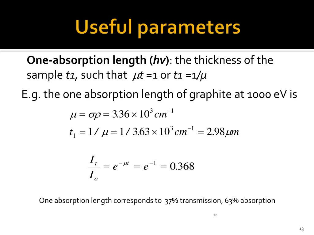 one absorption length hv the thickness