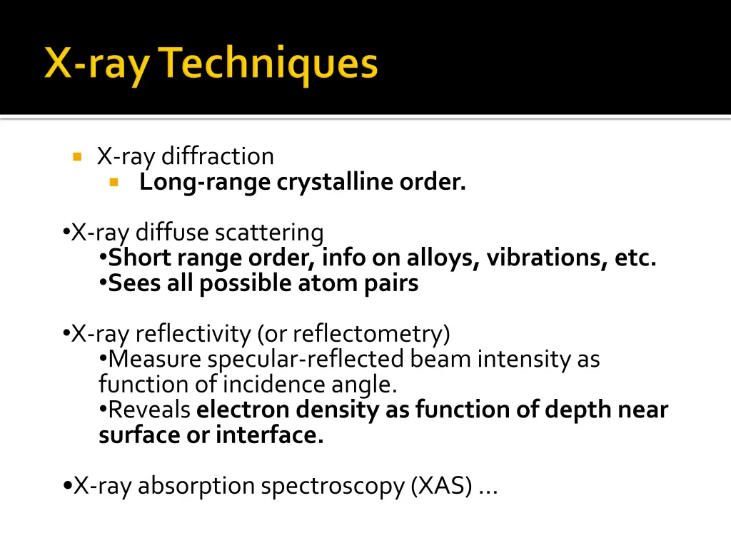 x ray diffraction long range crystalline order
