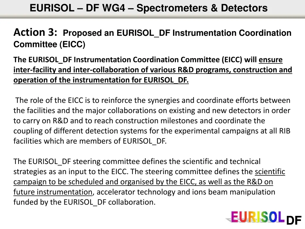 eurisol df wg4 spectrometers detectors 3