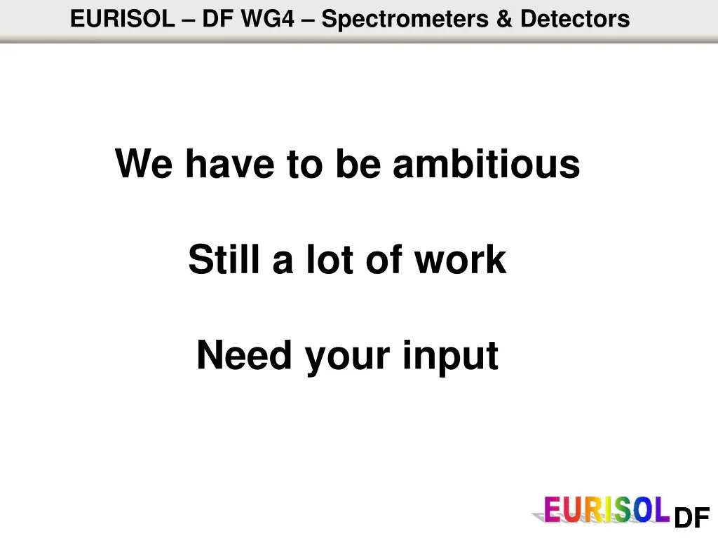 eurisol df wg4 spectrometers detectors 5