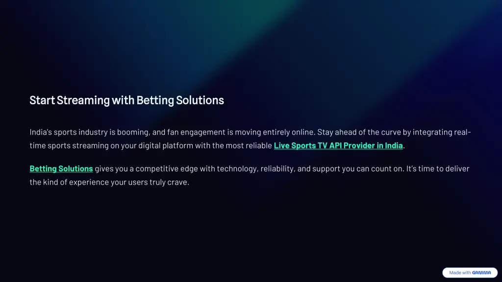 start streaming with betting solutions start