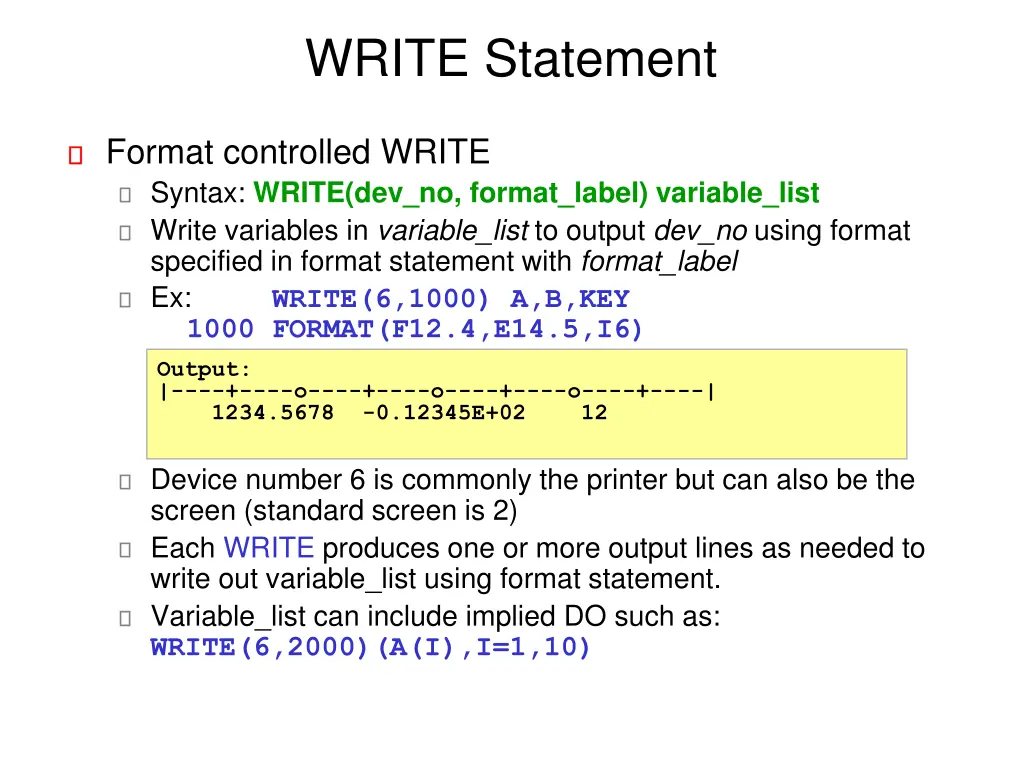 write statement