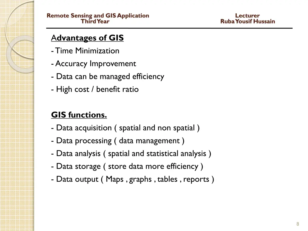 remote sensing and gis application lecturer third 6