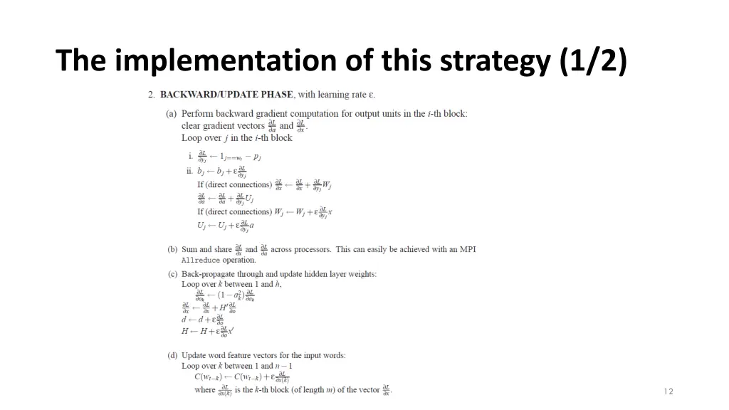 the implementation of this strategy 1 2