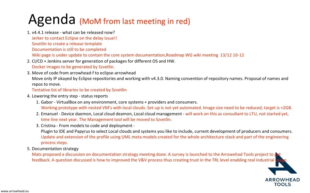 agenda mom from last meeting in red
