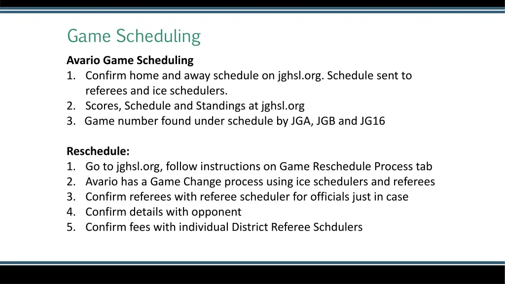 game scheduling