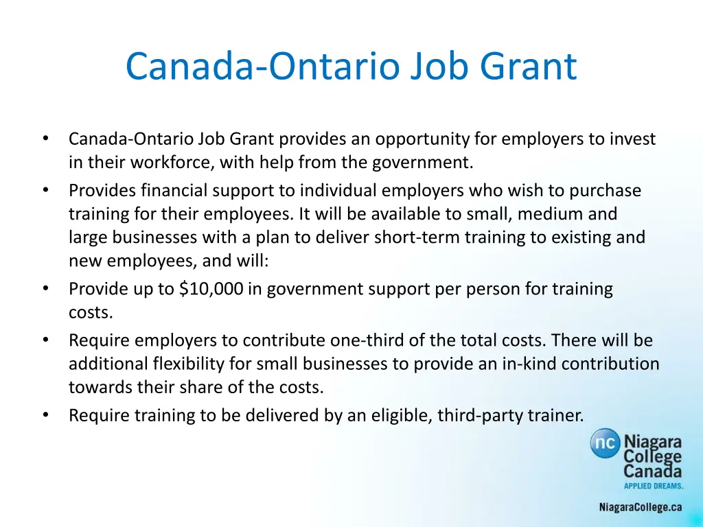 canada ontario job grant
