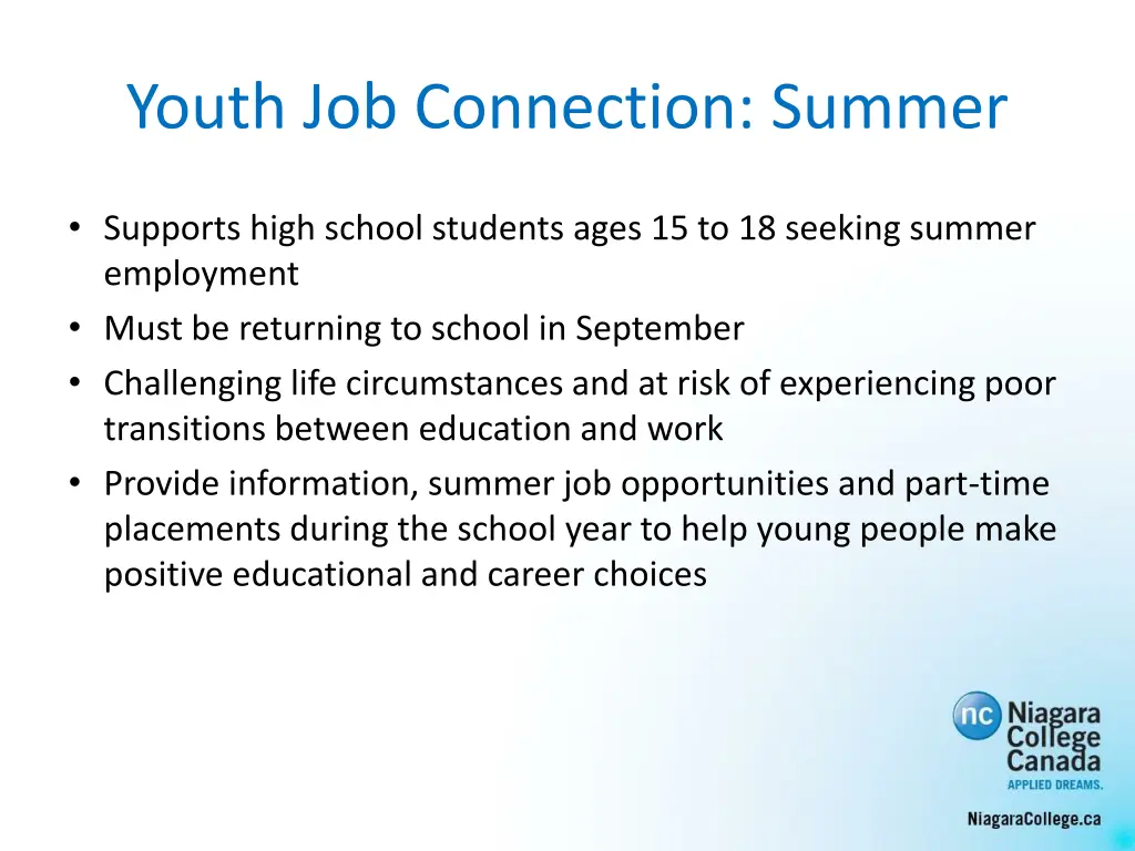 youth job connection summer