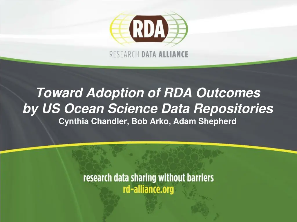 toward adoption of rda outcomes by us ocean