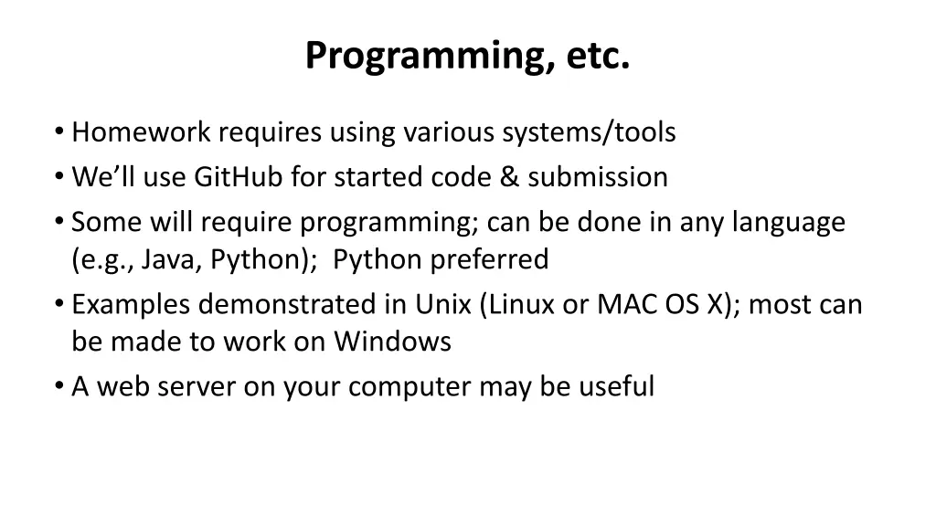 programming etc
