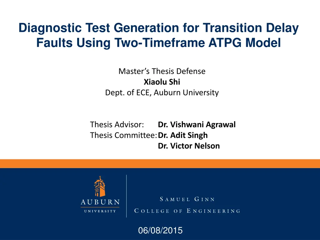 diagnostic test generation for transition delay