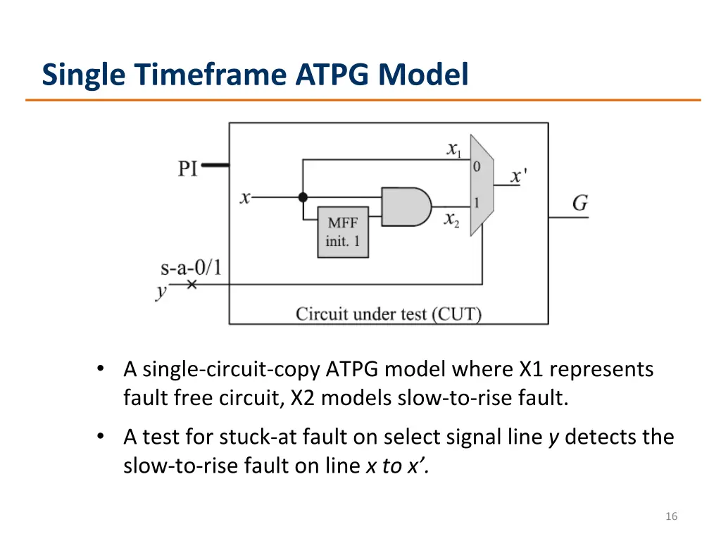 single timeframe atpg model