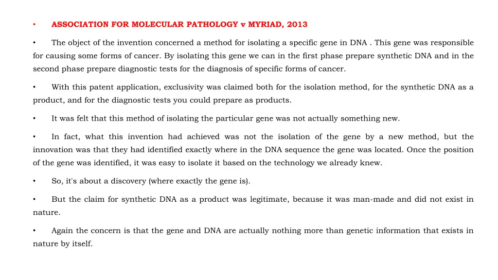 association for molecular pathology v myriad 2013