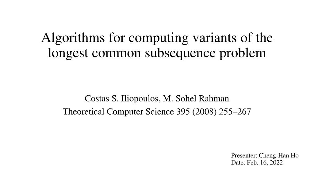 algorithms for computing variants of the longest