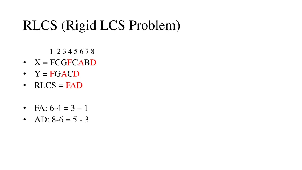 rlcs rigid lcs problem
