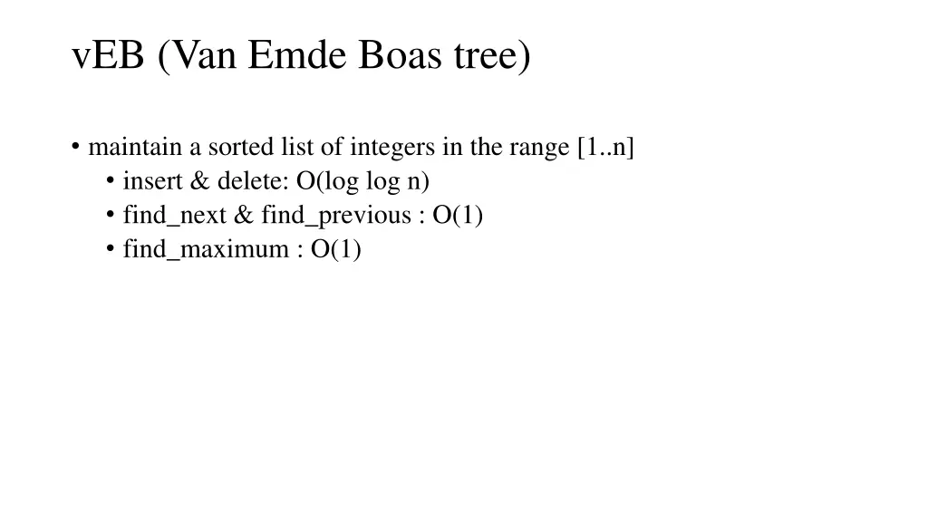 veb van emde boas tree