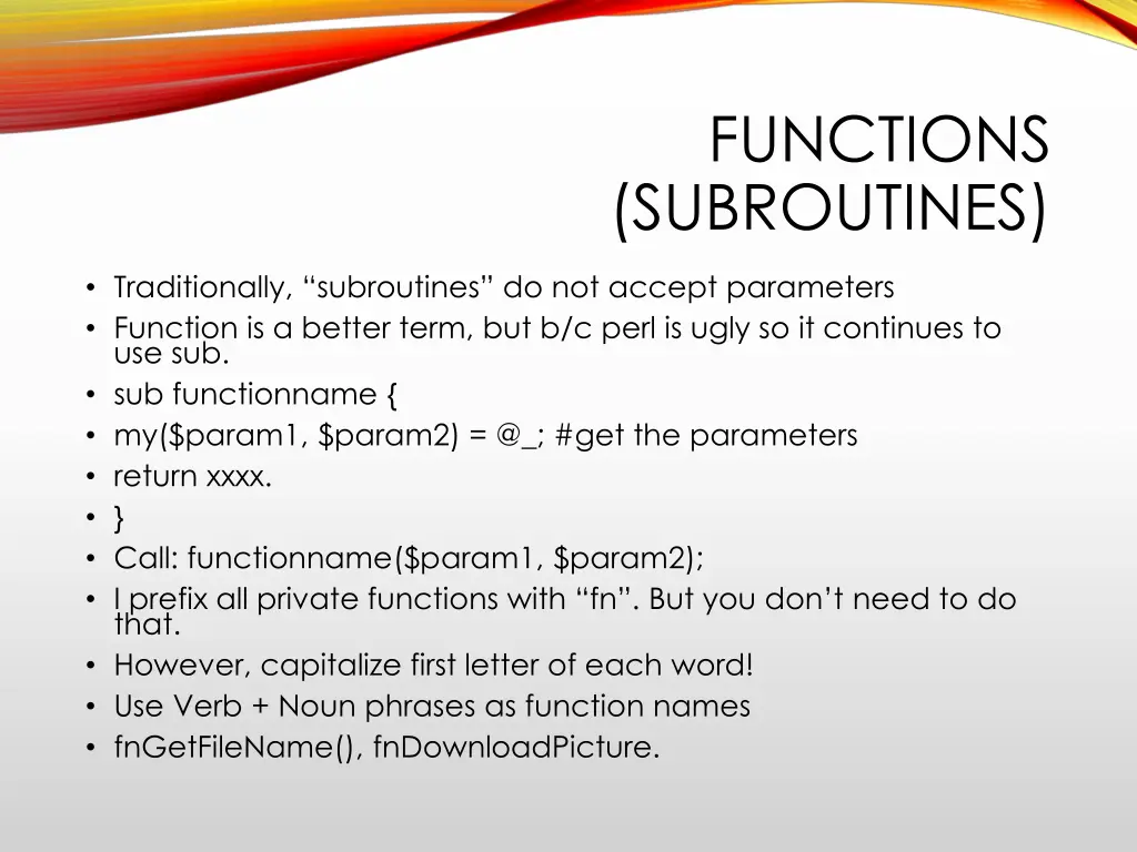 functions subroutines