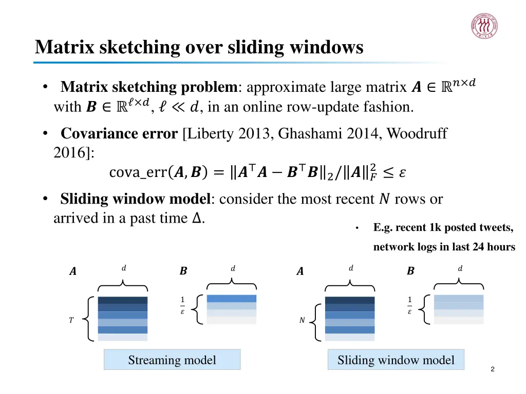 matrix sketching over sliding windows