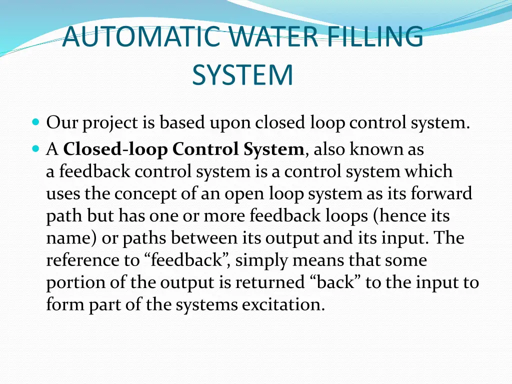 automatic water filling system