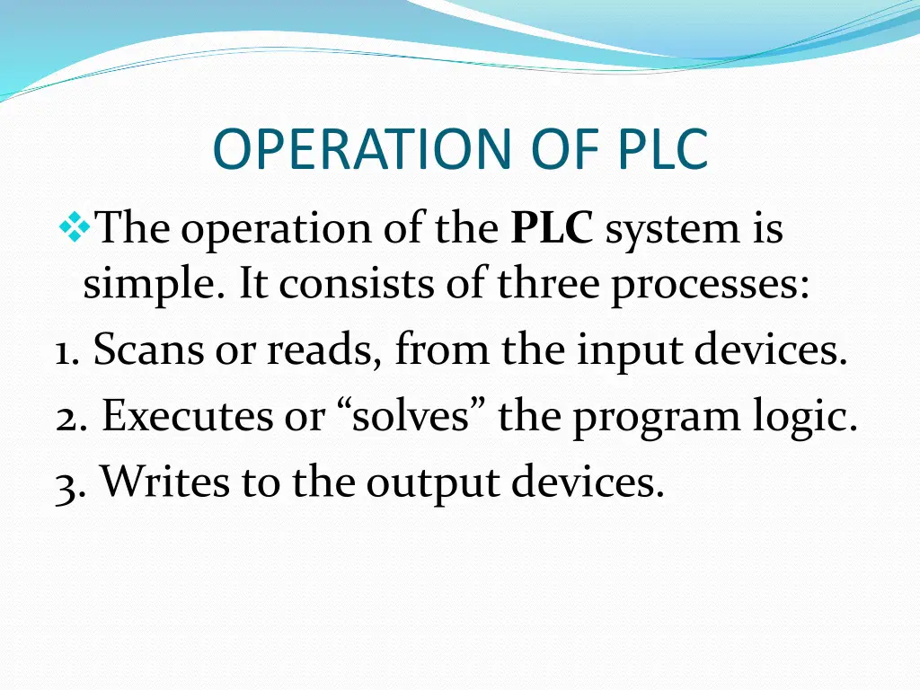 operation of plc the operation of the plc system