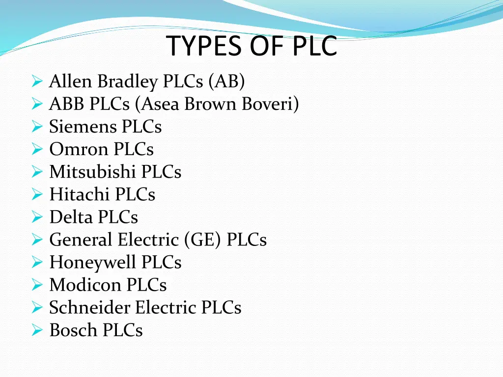 types of plc