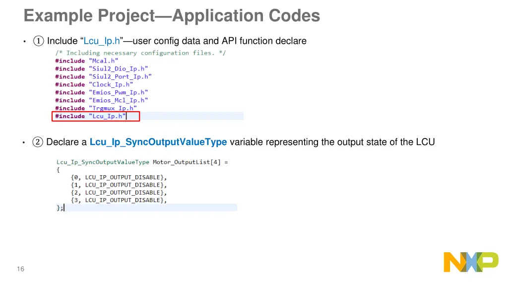 example project application codes