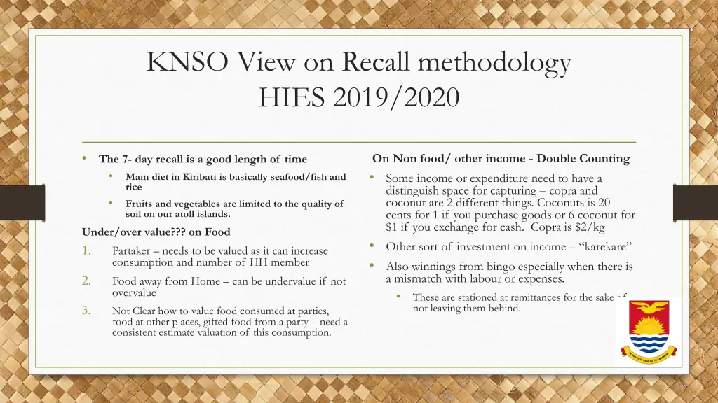 knso view on recall methodology hies 2019 2020