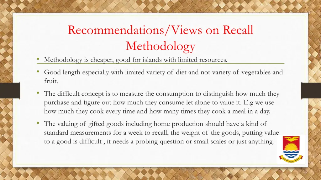 recommendations views on recall methodology