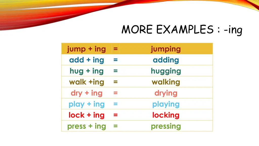 more examples ing