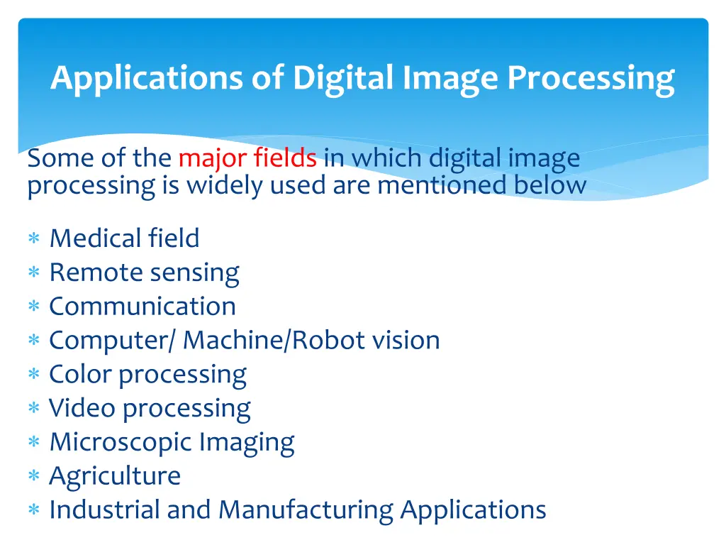 applications of digital image processing
