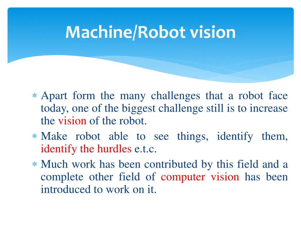 machine robot vision