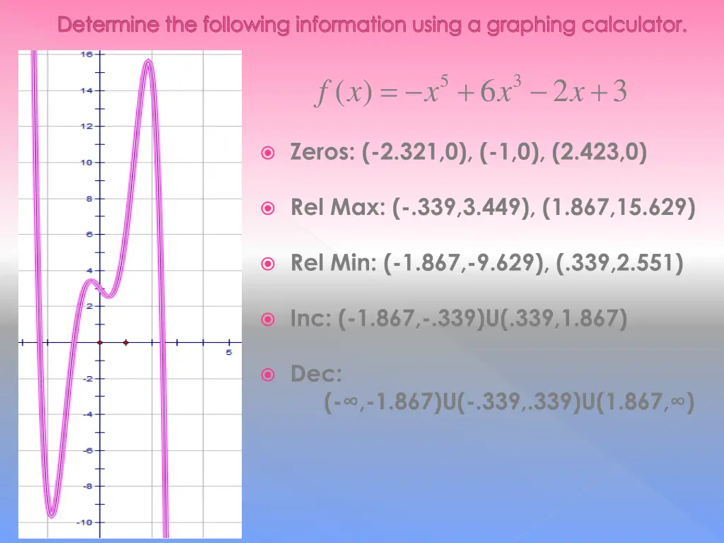 determine the following information using 3