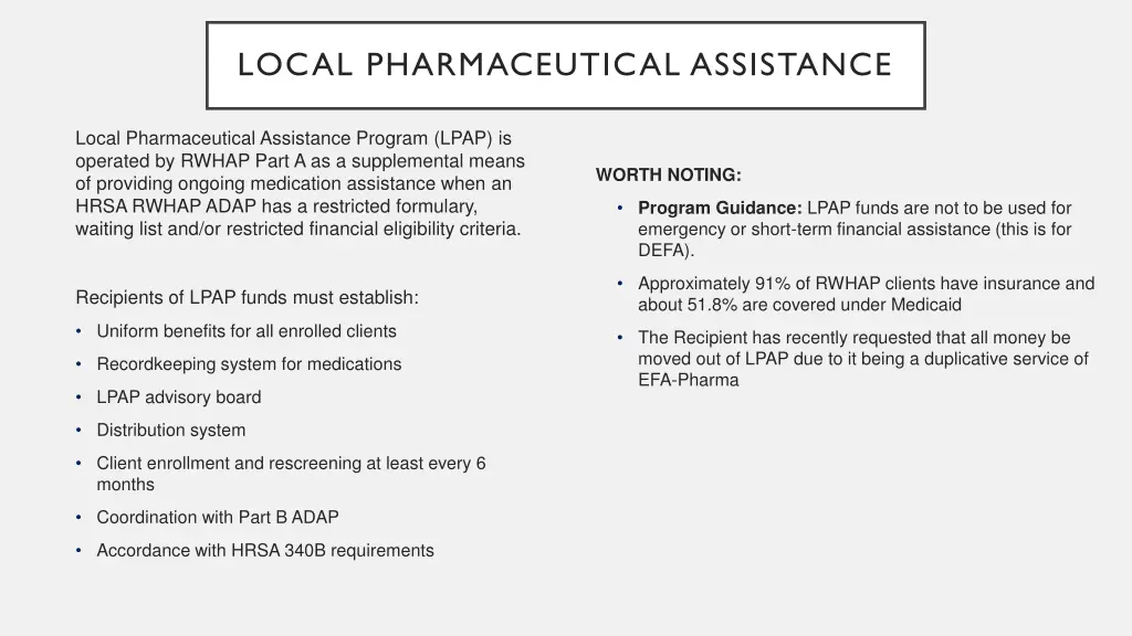 local pharmaceutical assistance