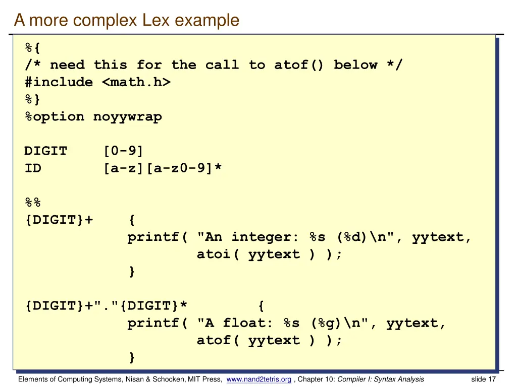 a more complex lex example