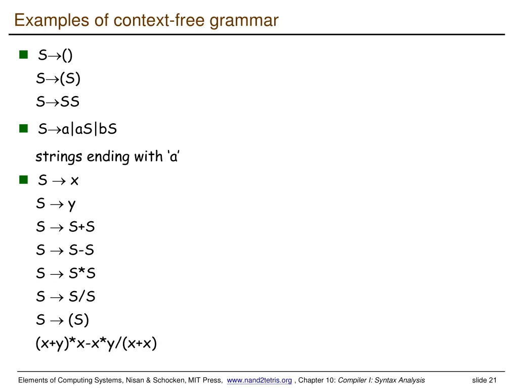 examples of context free grammar