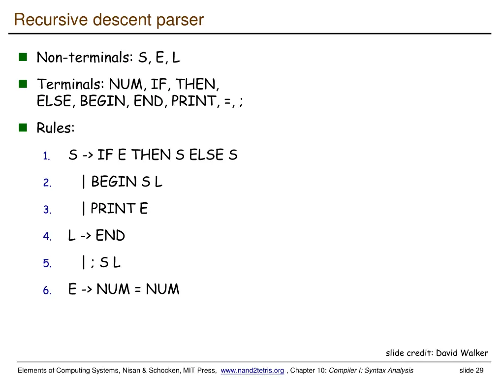 recursive descent parser