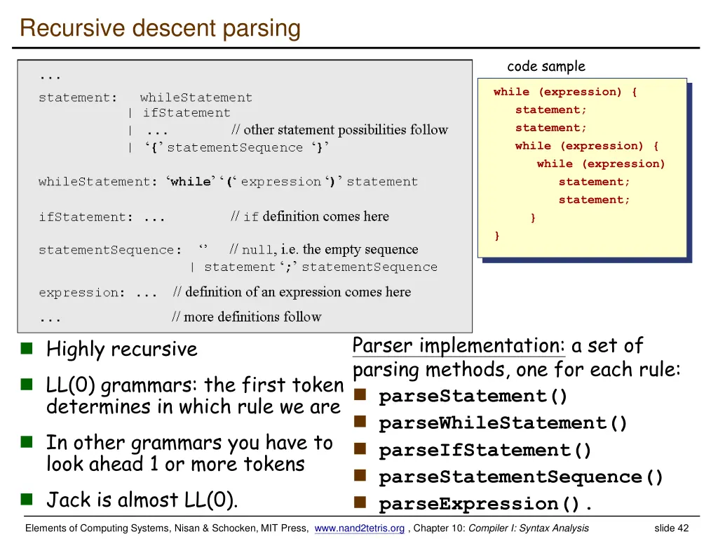 recursive descent parsing