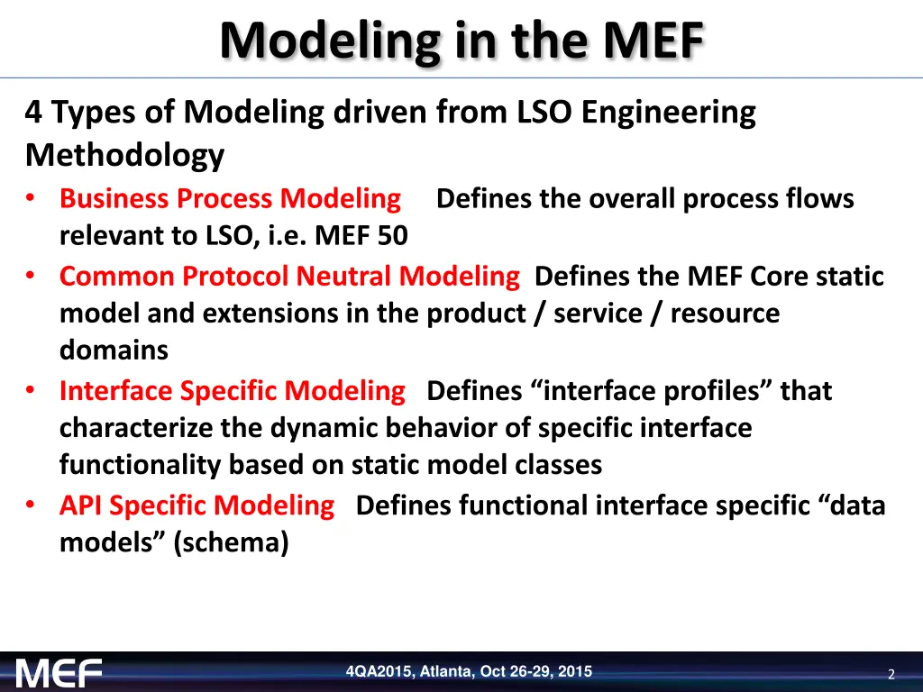 modeling in the mef