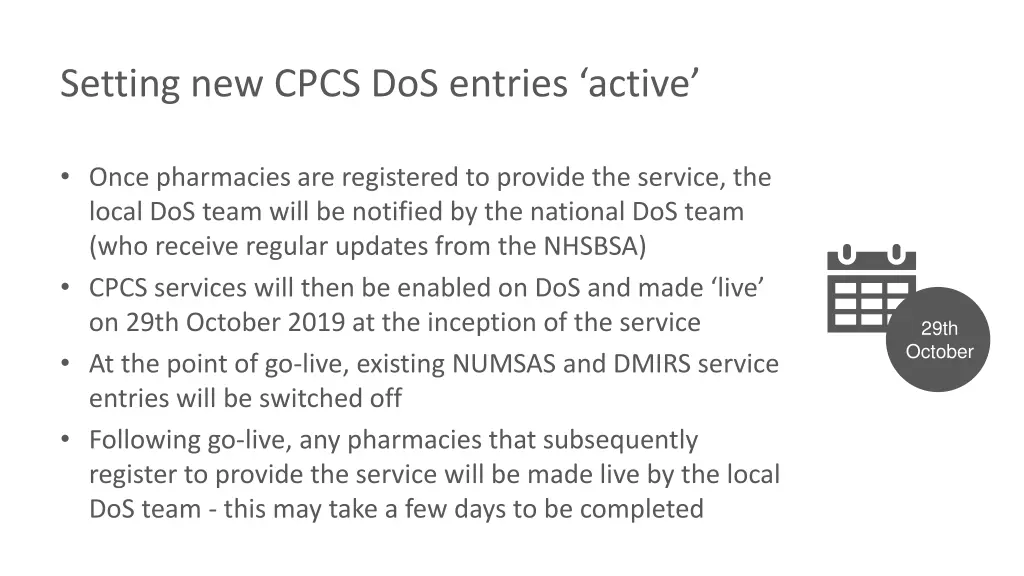setting new cpcs dos entries active