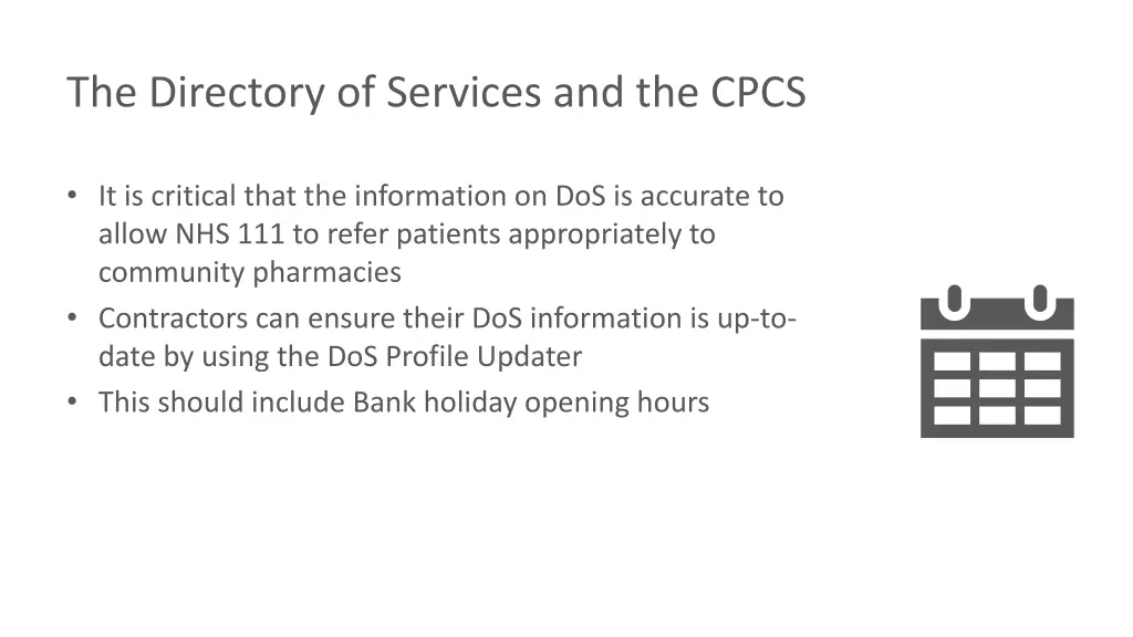 the directory of services and the cpcs 2