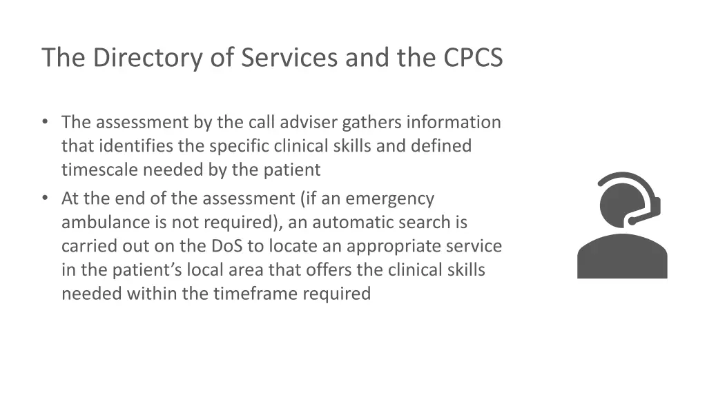 the directory of services and the cpcs