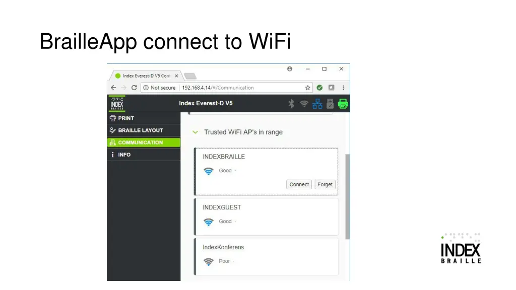 brailleapp connect to wifi