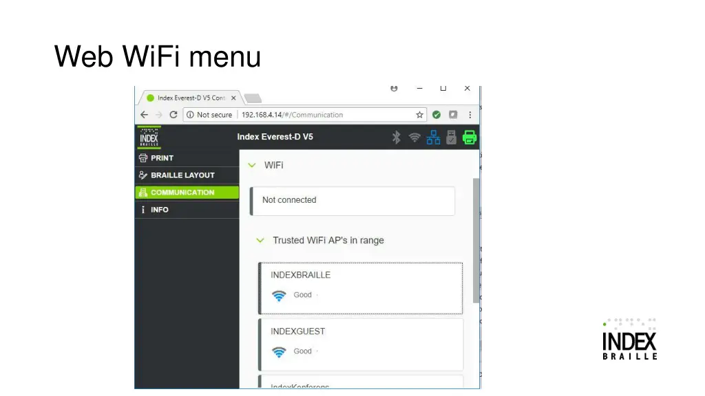web wifi menu