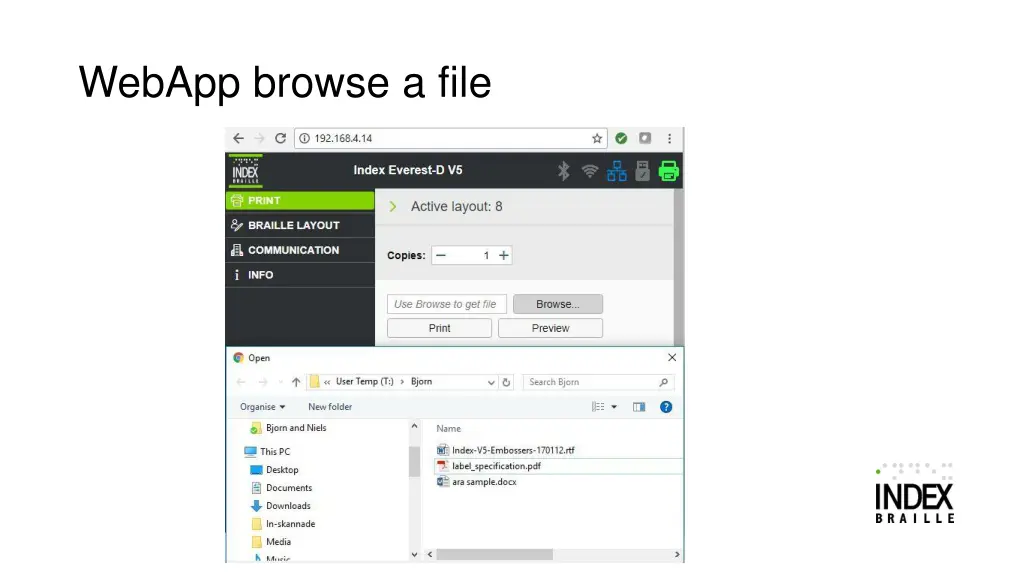 webapp browse a file