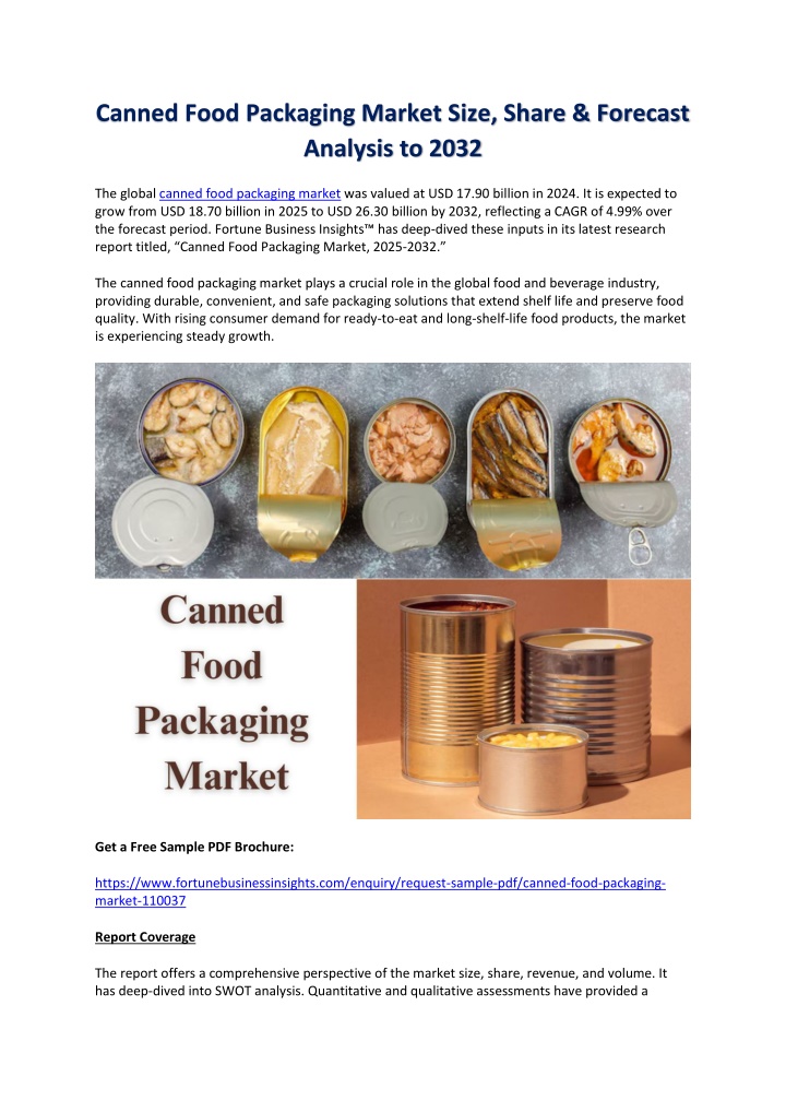 canned food packaging market size share forecast