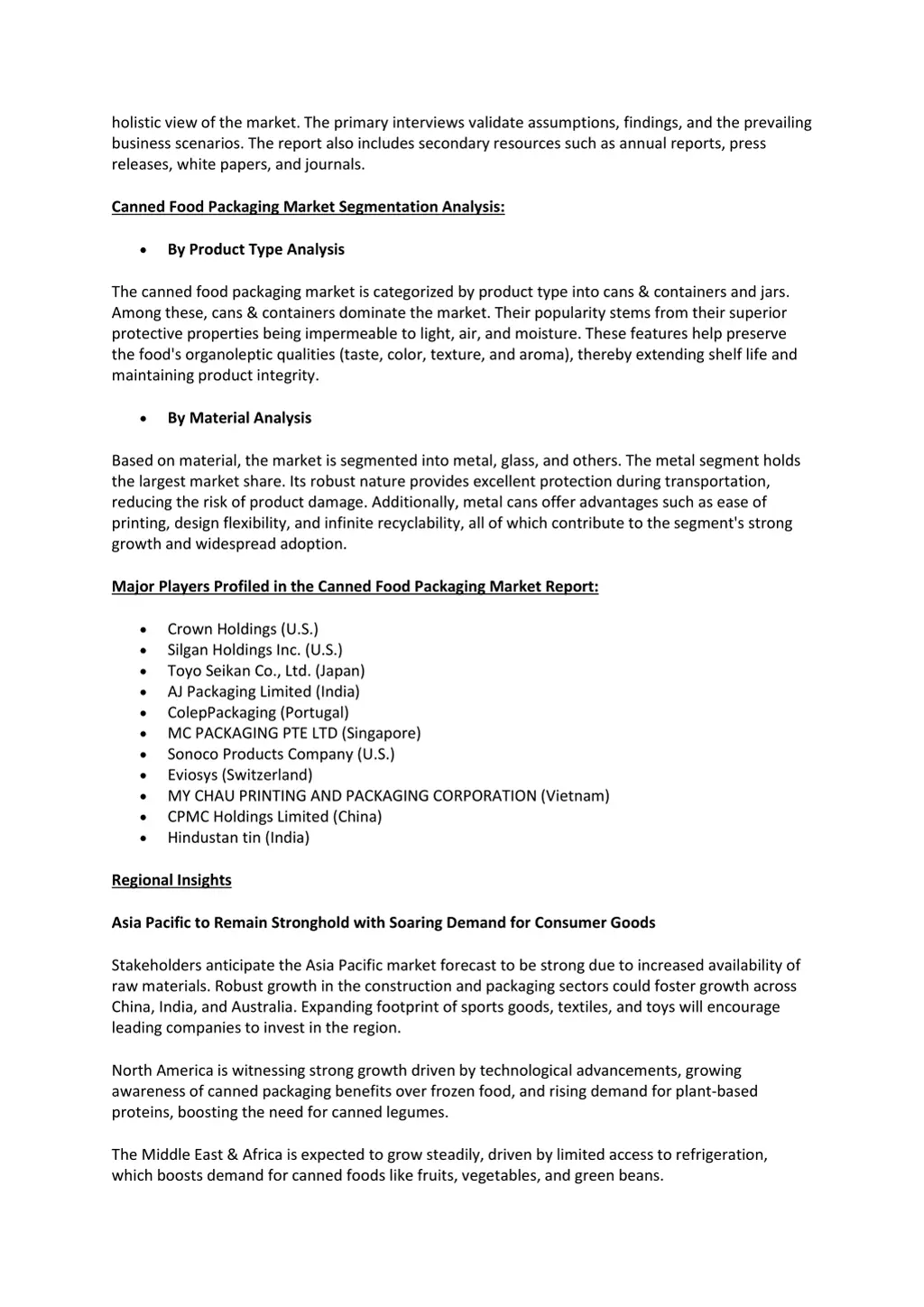 holistic view of the market the primary