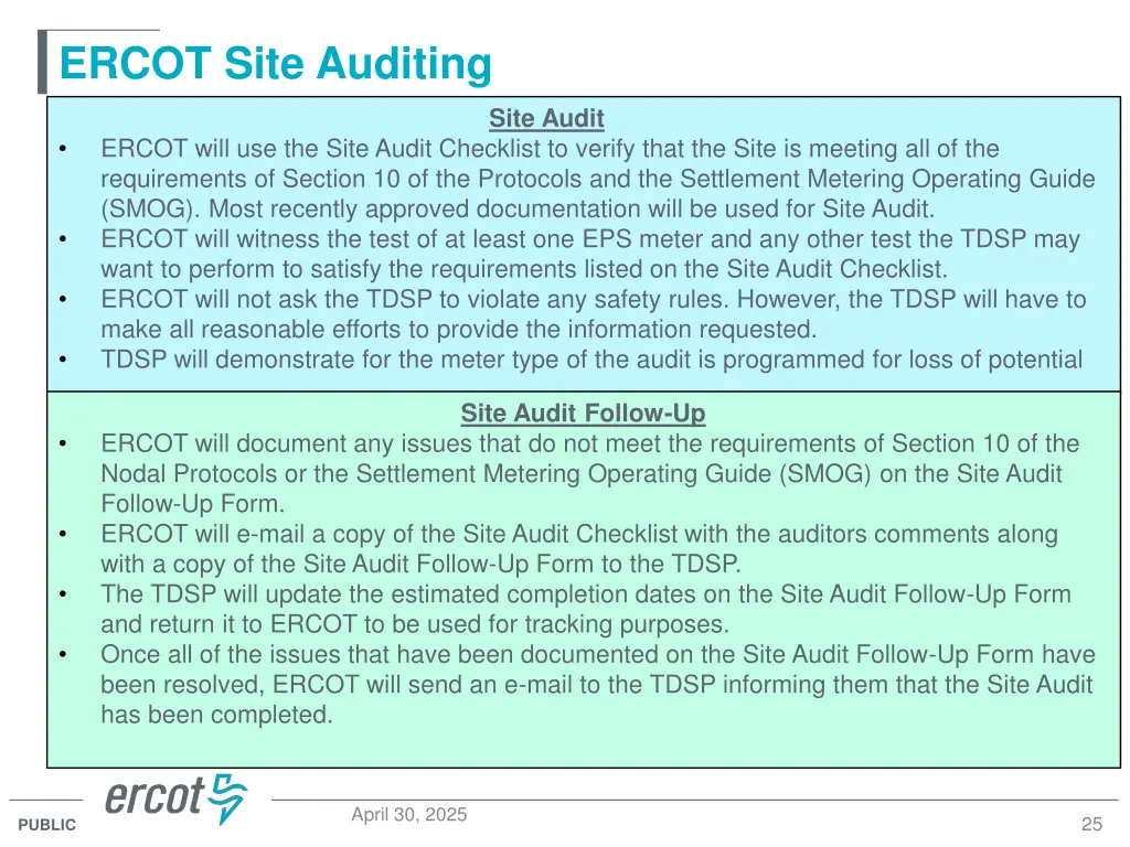 ercot site auditing 1